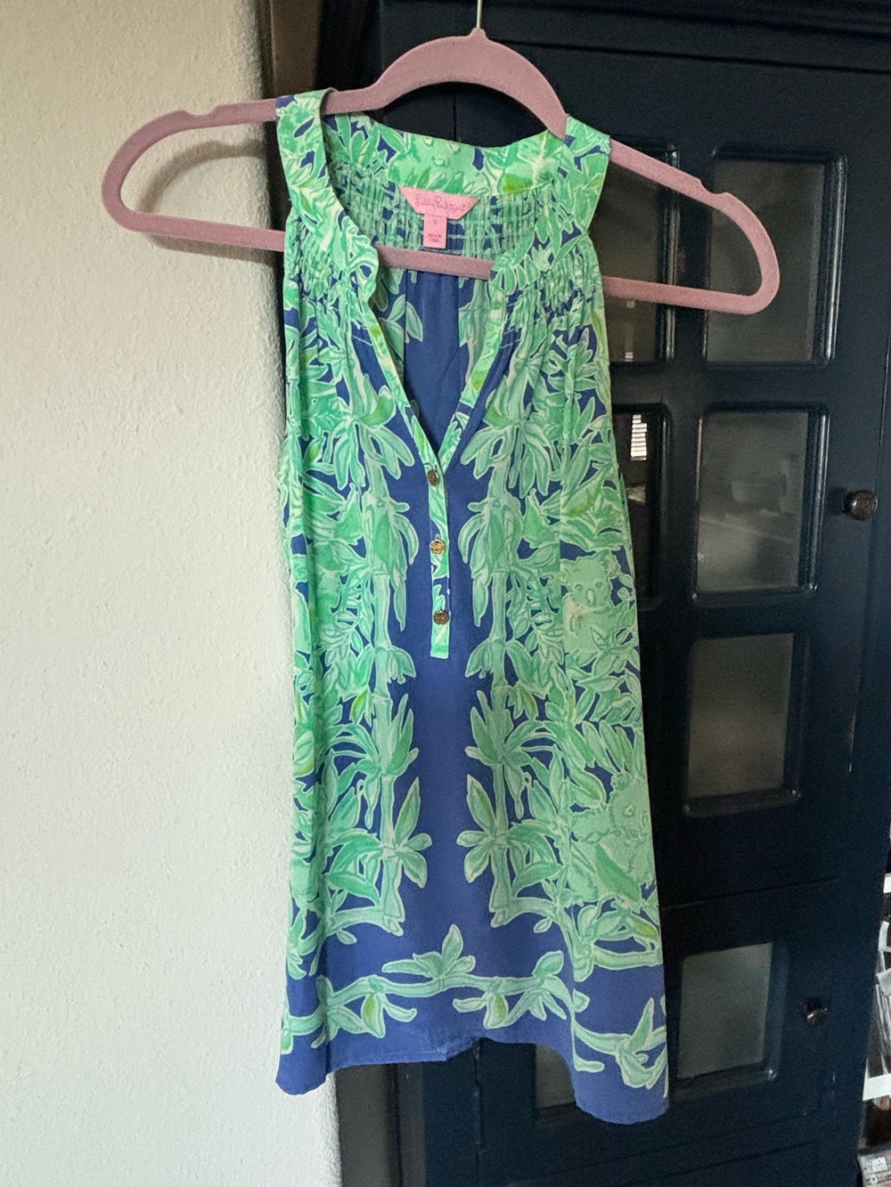 Lilly Pulitzer Green & Periwinkle Silk Top S